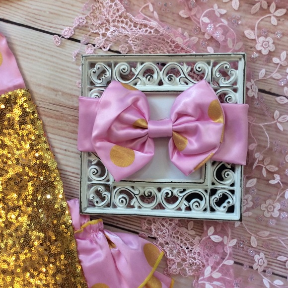 Boutique Baby Pink Gold Sequin Romper - Picture 6 of 6